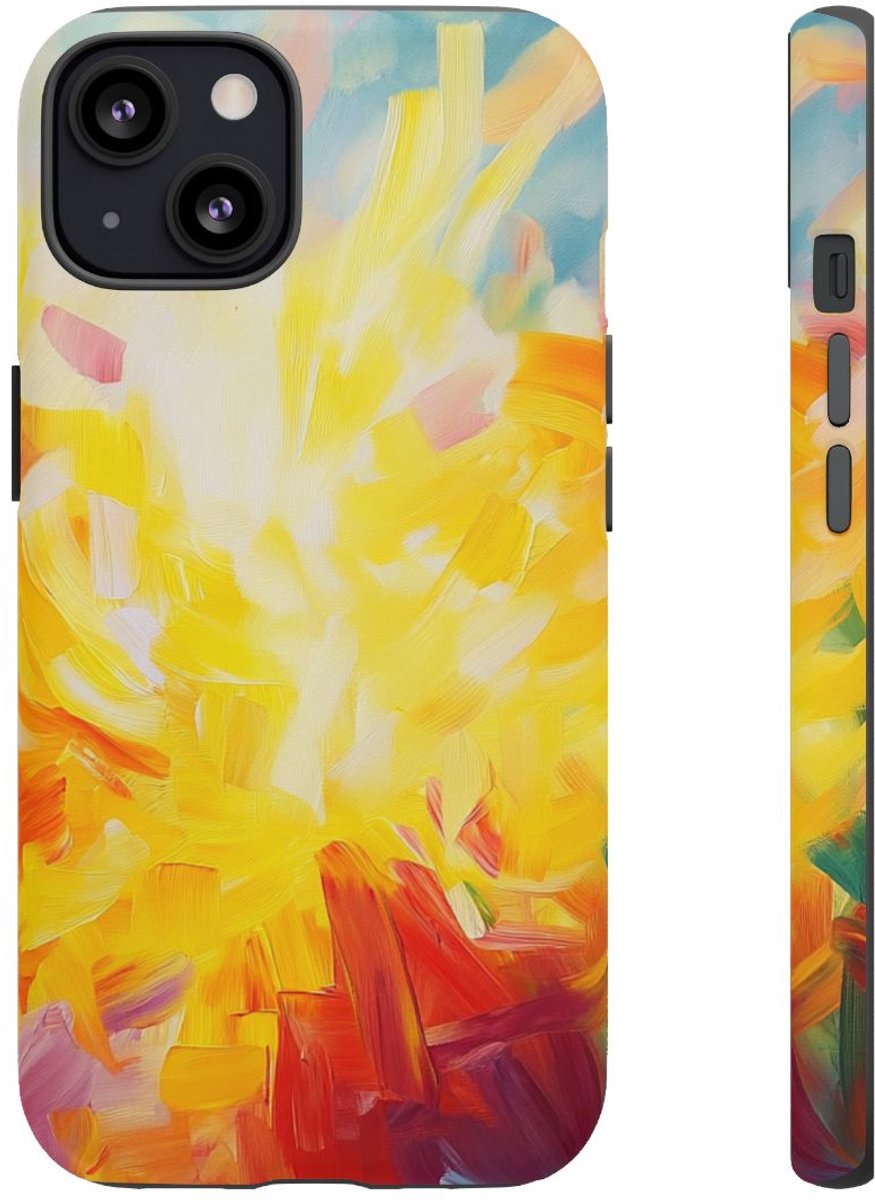 Vrolijke Abstracte Zonneborstels – Telefoonhoesje Geschikt voor iPhone 13