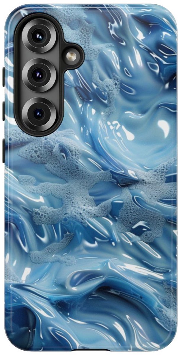 Blauw Abstract Golvend Patroon – Telefoonhoesje Geschikt voor Samsung Galaxy S25