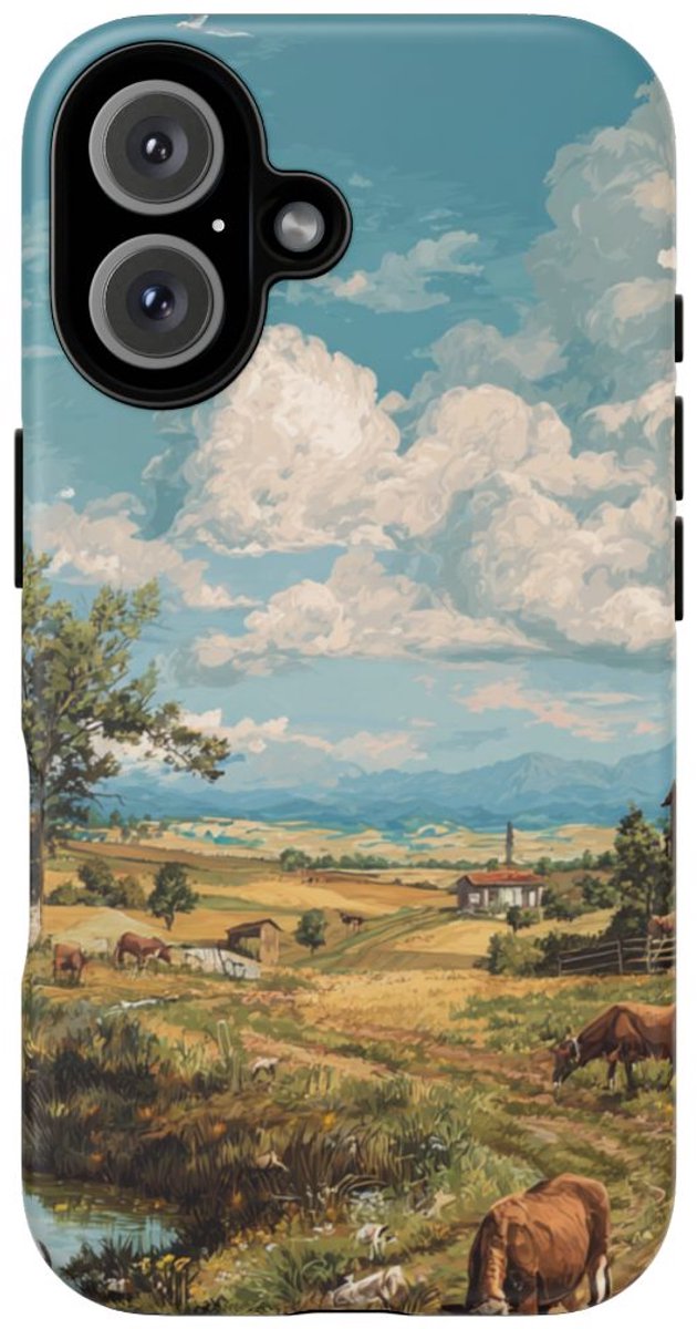 Landelijk Uitzicht met Boerderijdieren – Telefoonhoesje Geschikt voor iPhone 16
