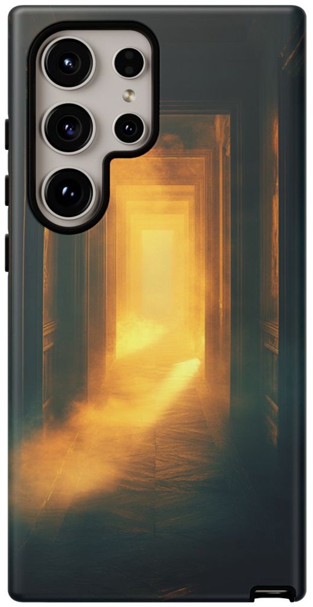 Mistige Verlichte Gang – Telefoonhoesje Geschikt voor Galaxy S24 Ultra