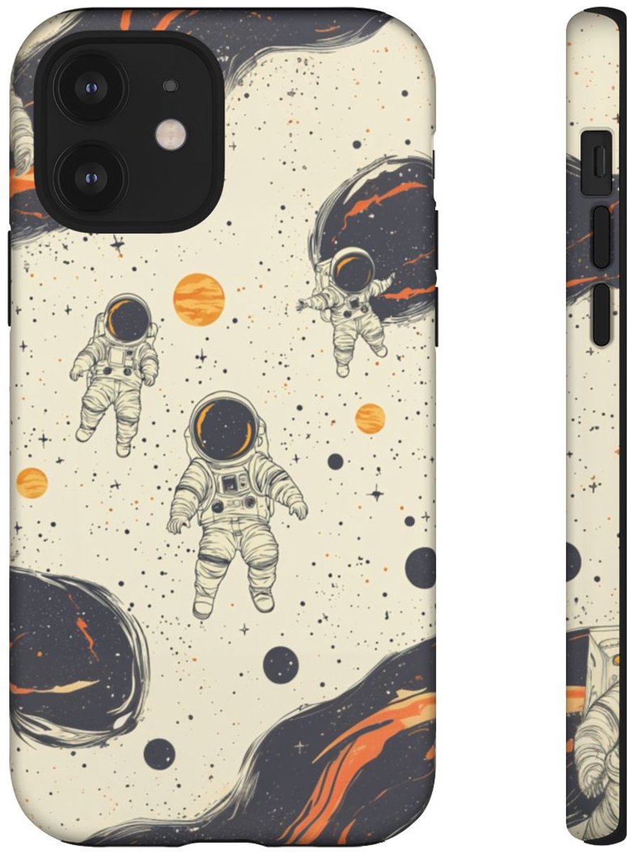 Astronauten in de Ruimte met Oranje Nevel – Telefoonhoesje Geschikt voor iPhone 12
