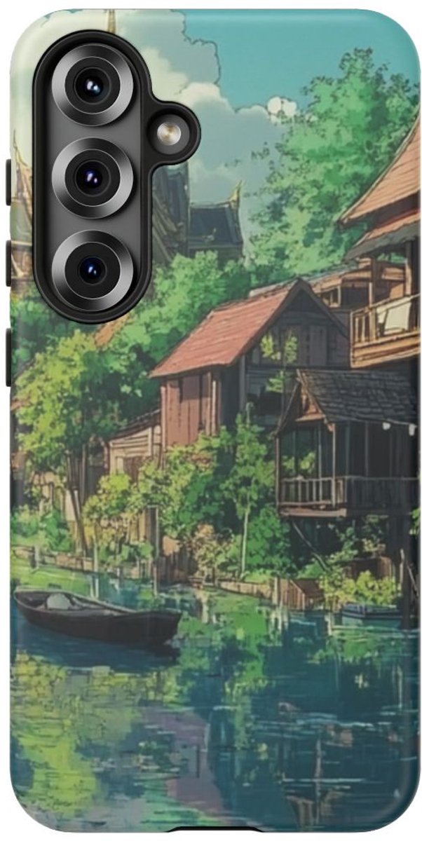 Traditionele Rivierhuizen en Bootjes – Telefoonhoesje Geschikt voor Galaxy S25