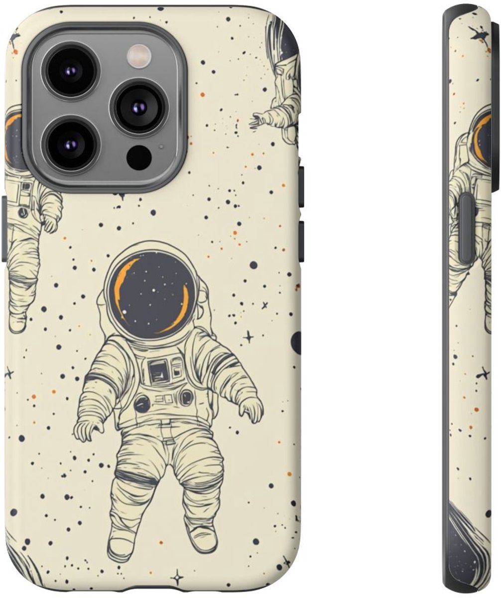 Drijvende Astronauten en Ruimtepatroon – Telefoonhoesje Geschikt voor iPhone 14 Pro