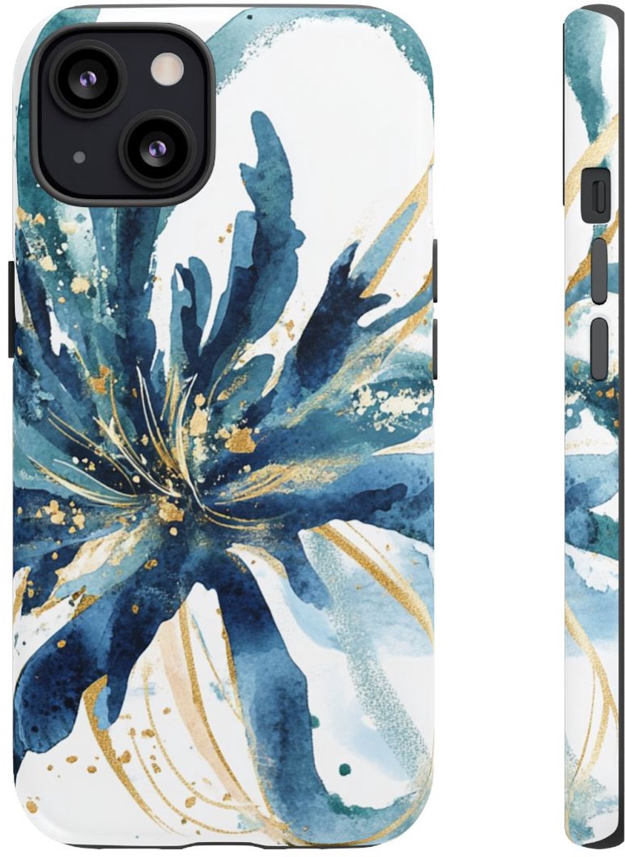Aquarel Blauwe Bloemen Abstract – Telefoonhoesje Geschikt voor iPhone 13