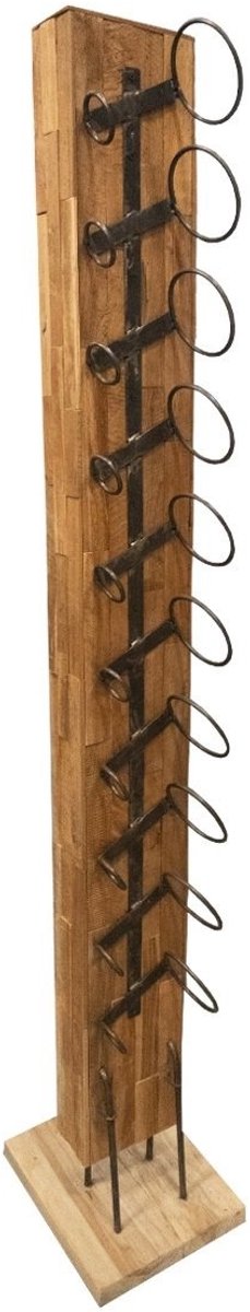 Wijnrek van Hout - Teakhout Bruin - Staand Wijnrek Teak - 8 Flessen - 180 x 30 x 30 cm