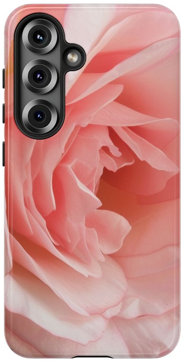 Zachtroze Roos van Dichtbij – Telefoonhoesje Geschikt voor Samsung Galaxy S25