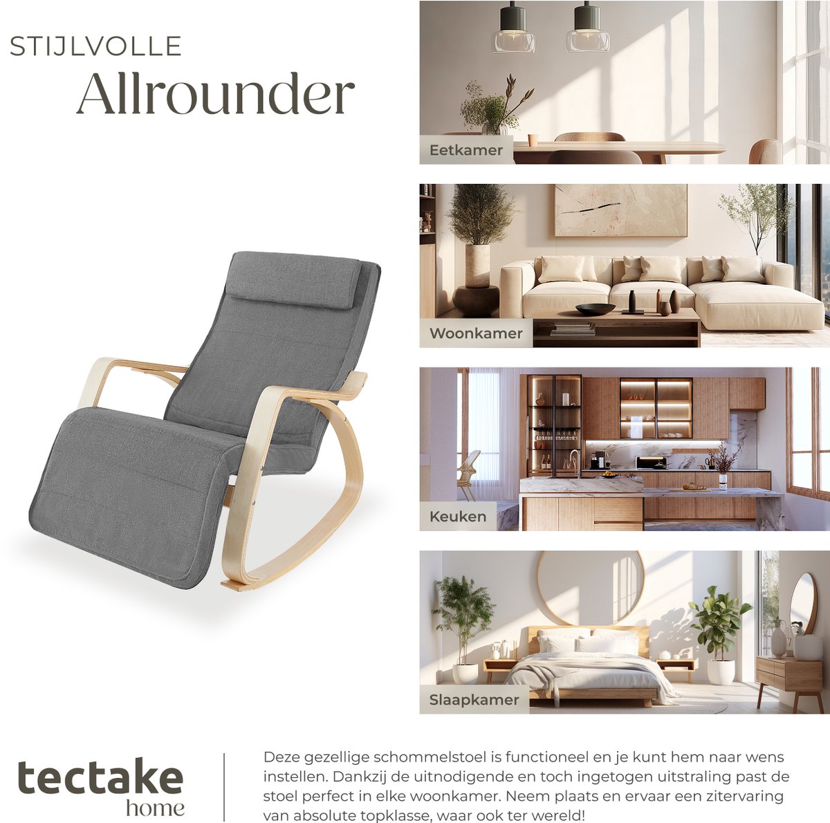 tectake tectake Schommelstoel met Kussen - afbeelding 3
