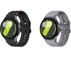 Strap-it 2-pack Siliconen Wave Sportbandjes – Comfortabel, waterbestendig & zweetbestendig – Zwart & Donkergrijs – geschikt voor Samsung Galaxy Watch 7 (40/44mm) / 6 Classic / 5 Pro / 4 Classic / FE