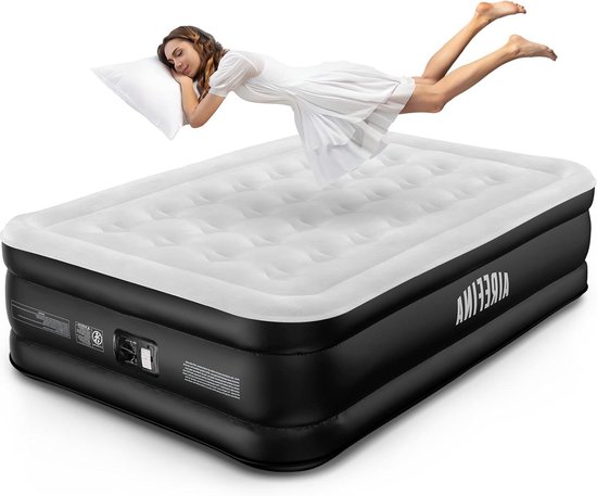 Self-inflating Air Mattress with Integrated Pump - Inflatable Mattress for Camping and Guest Bed - Durable and Portable - 190 x 137 x 46 cm - Fits 2 People van Merkloos — afbeelding 4