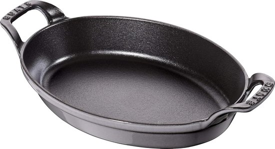 Foto: Oval oven dish suitable for induction cast iron graphite grey 30 5 x 17 8 x 6 5 cm
