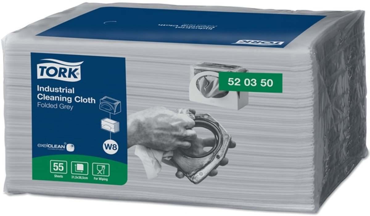 Goedkoopste Reinigingsdoek Tork W8 Premium Industrial 1-laags 55 vel grijs 520350 | 8 stuks