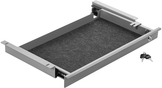 Tiroir à documents en acier CAVO 500 mm gris verrouillable avec entrée de câble Tiroir de bureau