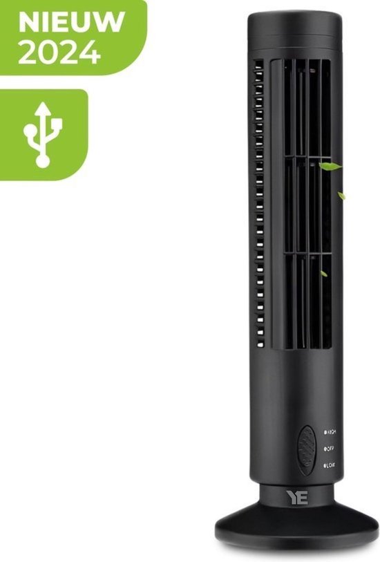 USB Ventilator - Tafelventilator Zwart - Bureau Ventilator - Stil en Geruisloos - Dual Motoren - 2 Snelheden
