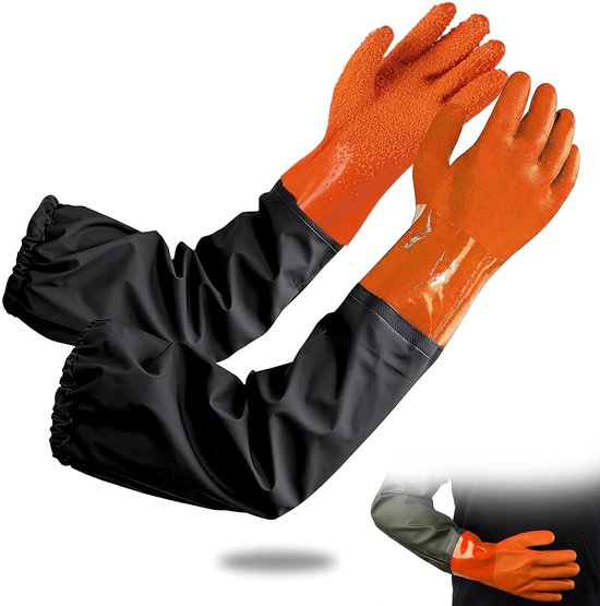 Elgood Reusable Long Sleeve Dishwashing Cleaning Gloves With Latex Free,Cotton Lining,Kitchen Gloves 2 Pairs,Purple Blue M - View #10