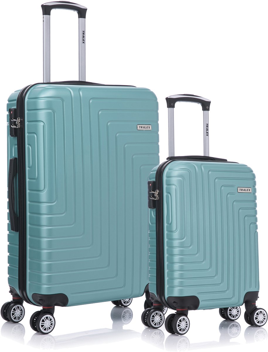 TRALEX - Luminara - 2 Delig kofferset - Kleine Set 27L&73L - Kleine handbagage - 27L - 51x34x20cm - Medium koffer - 73L - 71x46x26cm - ABS - Harde schaal - TSA-slot - Lichtgewicht - Flexibel - Duurzaam - Dubbele (rubberen) spinnerwiel LichtGroen