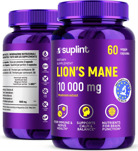 Lions Mane - Lion's Mane - Pruikzwam - Paddenstoelen Extract - 60 Capsules Lions Mane - Hericium Erinaceus - Mushroom extract - Hoge dosering - Superfood - Leeuwenmanen - Geheugen - Concentratie