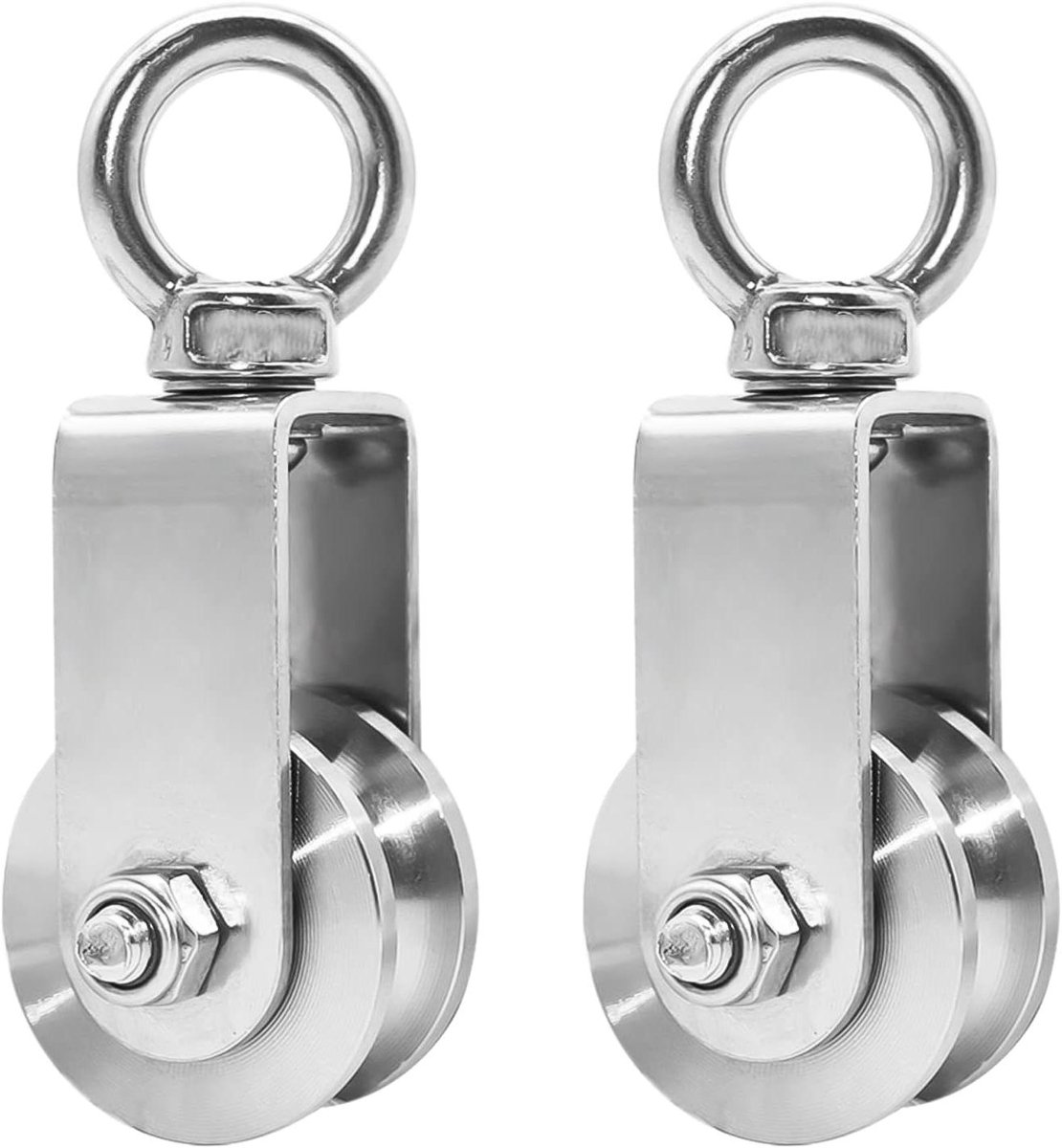 Allecto Premium - 2 Stuks Katrollen Met Kogellagers 250 kg Draagvermogen - Stalen Kabel - RVS - Touwsteiger Fitness