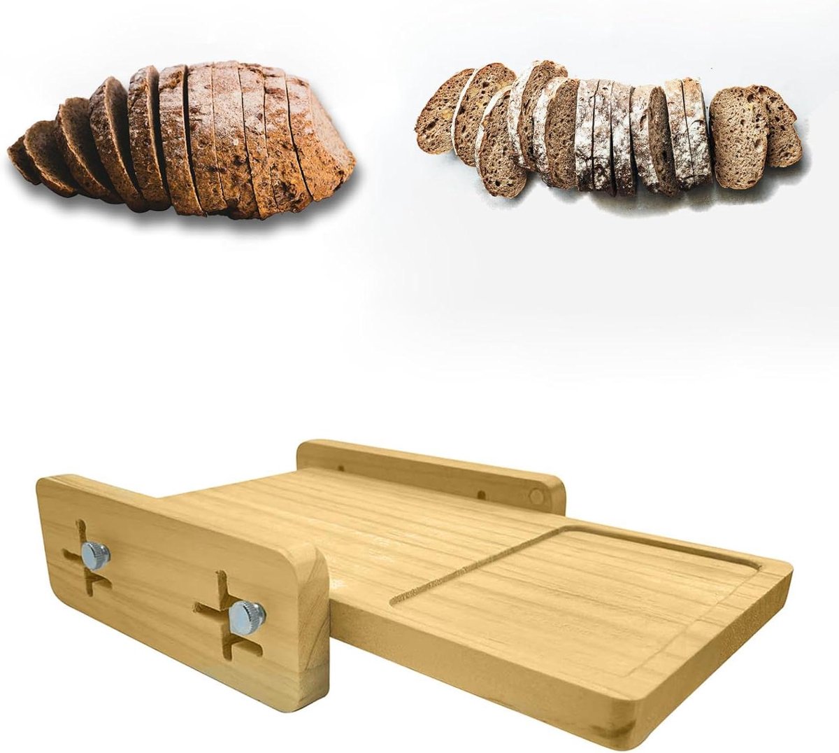 Allecto Premium - Houten Broodsnijder met Verstelbare Breedte voor Precieze Sneden - Keukenontbijt en Bakkerij Thuis - Inclusief Mesgeleider