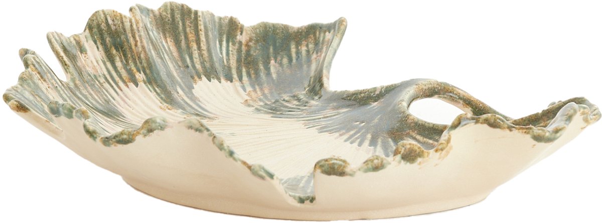 Light&living Schaal 37x35x6,5 cm REDIU keramiek crème+olijf groen