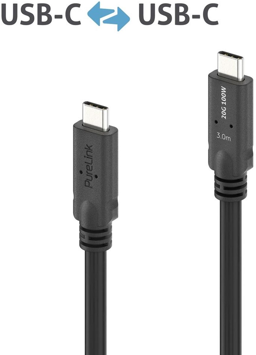 PureLink PI6600-030 USB-kabel USB4 Gen 2x2 3 m USB C Zwart