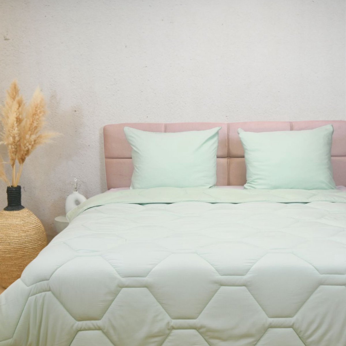 HappyBed Dekbed zonder overtrek 140x200 - Bedrukt dekbed zonder hoes - Hoesloos Dekbed met Print - Wasbaar - Eenpersoonsdekbed - Light Green