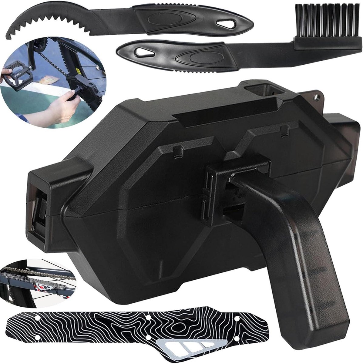 Allecto Premium - Fietskettingreiniger Kit - Snel en Professioneel - Met 2 Borstels en 1 Kettingsbeschermer - Voor Grondige Fietsketting Reiniging.