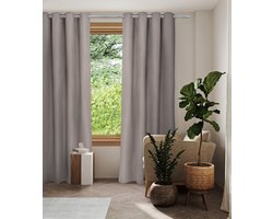 Home Style Gregor Kant-en-Klaar Gordijn Beige | 140x250 cm | Thermisch & Lichtdoorlatend | Met Ringen | 100% Polyester 210 g/m² | Per Stuk