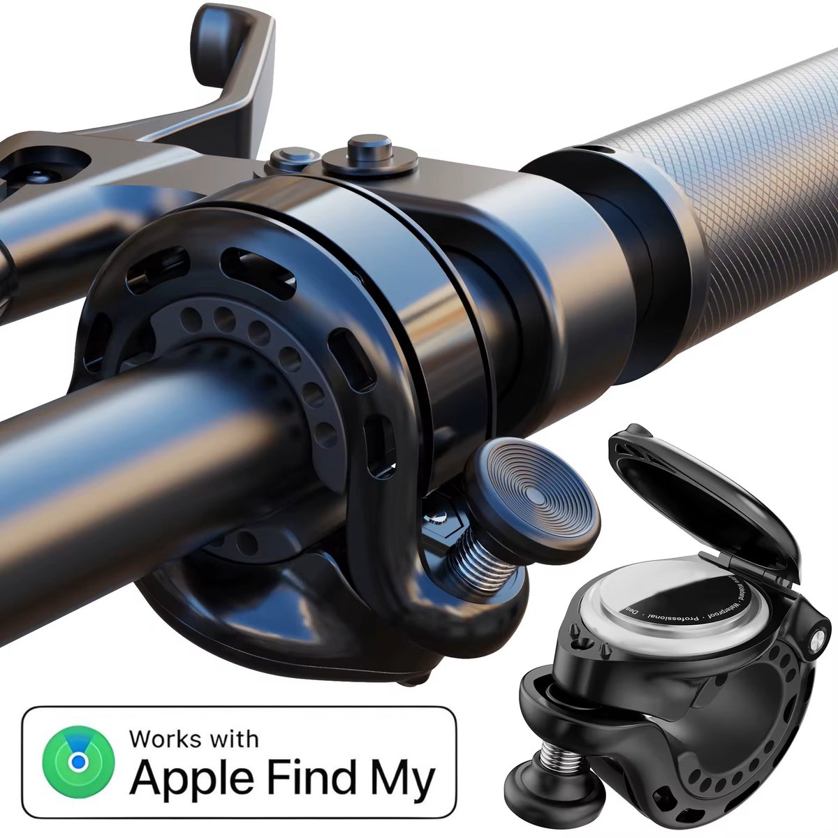 BlueTime - Fietsbel Pro Max - Fietsbel inclusief Tag! - Tag fiets - Fietsbel inclusief tracker -Fiets Accessoires - Fiets anti diefstal - Fiets GPS tracker - Fiets tracker - Geschikt voor Apple Find My - GPS Fietscomputer - GPS Fiets - GPS Tracker