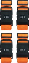 Kofferriem met cijferslot en kofferlabel - 4 stuks - Verstelbaar - Bagageriem - 200 Centimeter - Extra Beveiliging - Reizen - Oranje