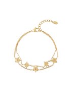 Armband met sterren - Stainless steel - Dubbelllaags - Goudkleur