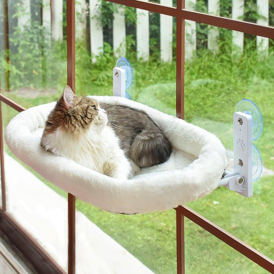DOWO - Kattenmand voor aan het Raam - Wit - Kattenhangmat Raam
