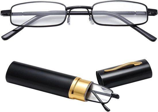 Inovra Plus - Aide à la lecture réglable avec étui à lunettes pour femmes et hommes - Lunettes de lecture transparentes ultra-petites avec étui - Appareil de lecture pour une vision extra claire - Design unisexe