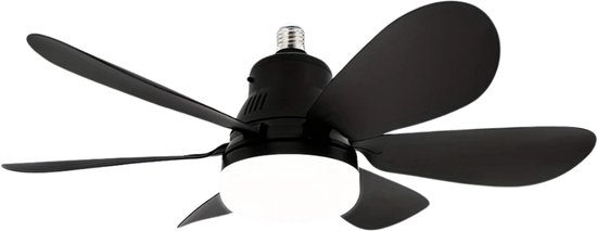 Plafondventilator met verlichting 50 cm zwart, stil, energiezuinig, modern design, Livano