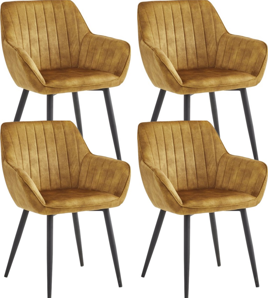 Colenis Luna Eetkamerstoel - Set Van 4 - Honey - Adoré Velvet - Met armleuning