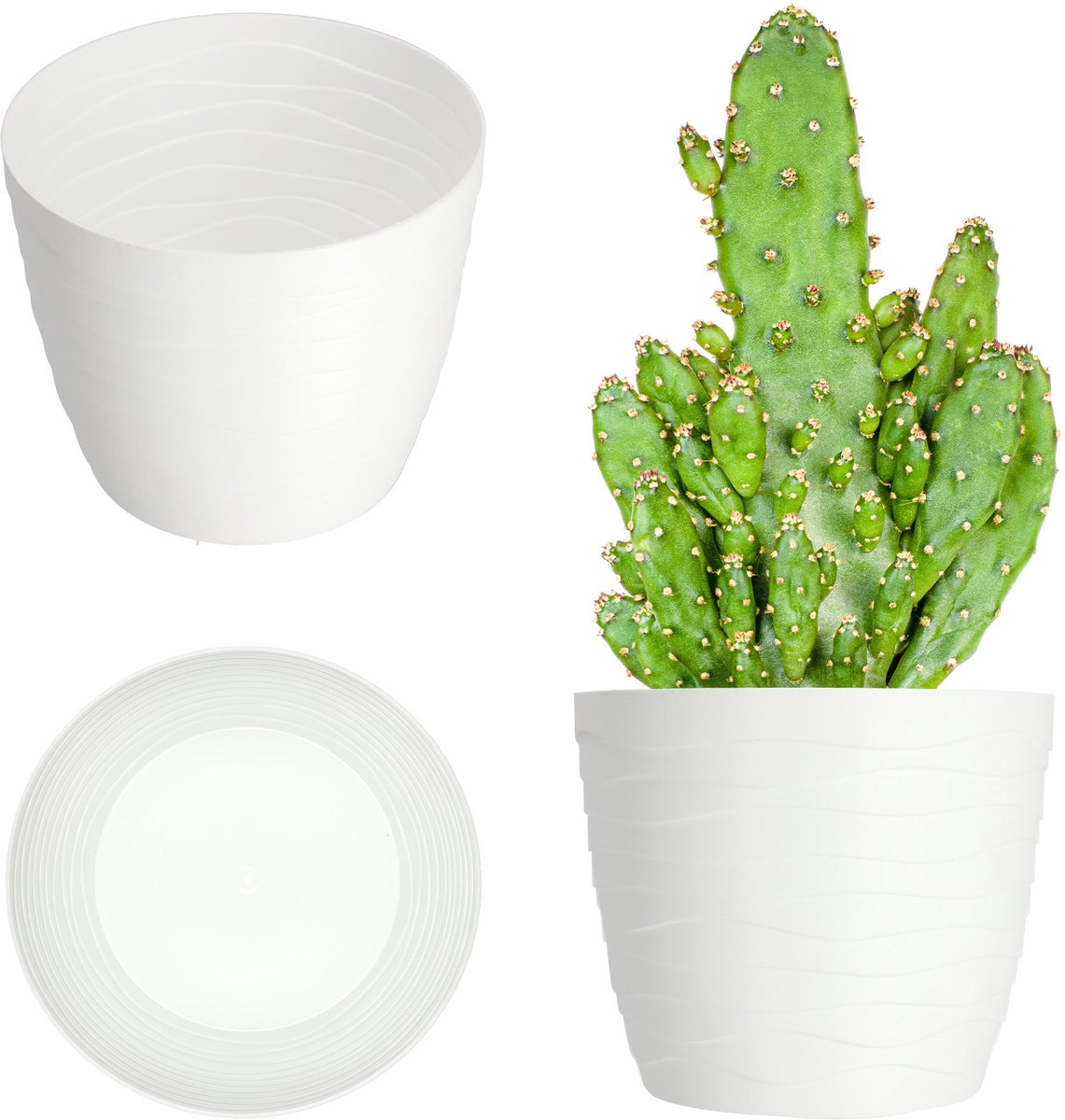 KADAX Bloempot van kunststof, diameter 11-19 cm, 7 kleuren, eenvoudige plantenpot, moderne plantenbak, robuuste bloempotbescherming, ronde pot, diameter 11 cm, wit