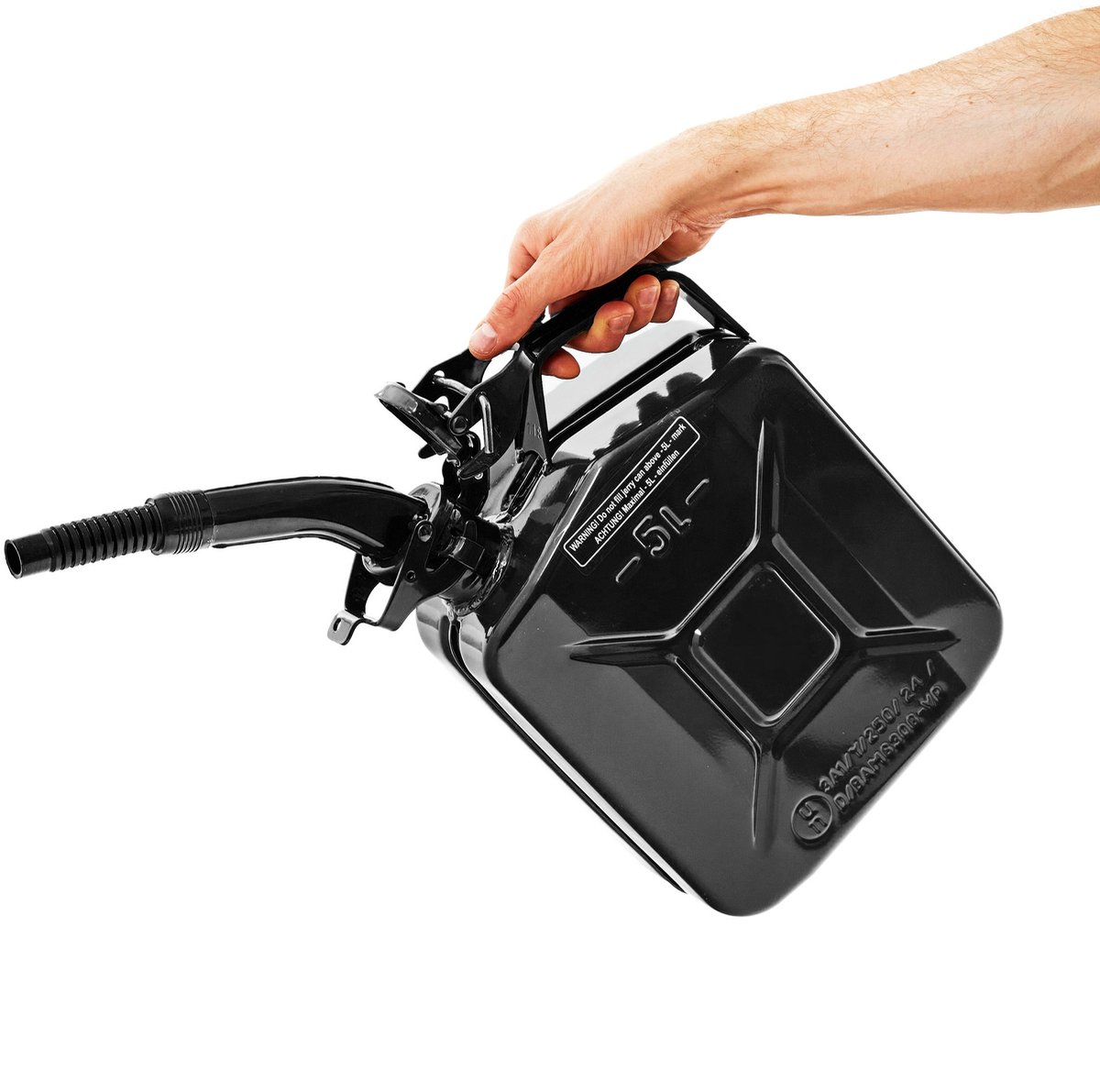BW® Fuel Canister Metalen Benzineblik - Jerrycan 5 liter met schenktuit - Zwart - TÜV-getest en UN-goedgekeurd - Gemaakt in Europa