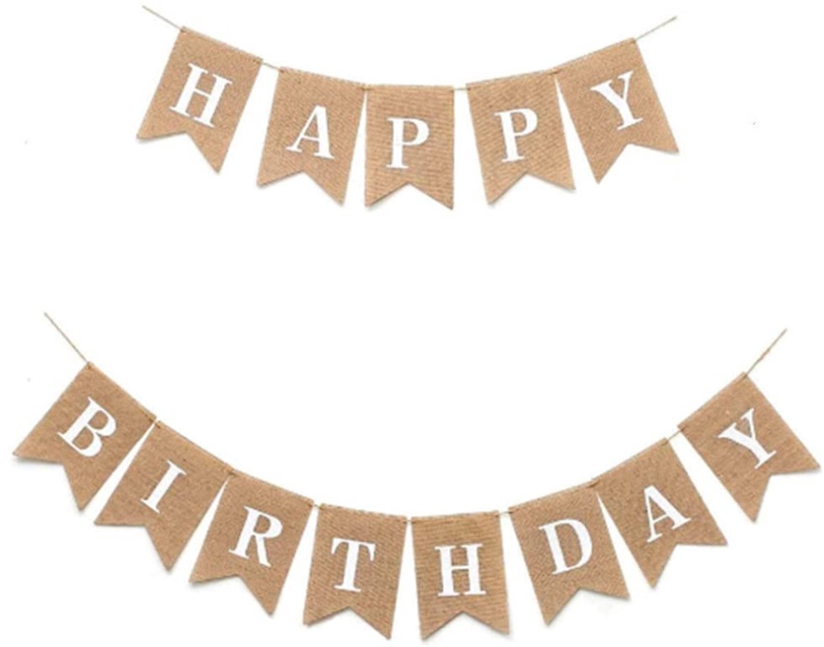 Boho Verjaardagsbanner - Happy Birthday - 1 stuk - Jute - 1,5m en 2,5m