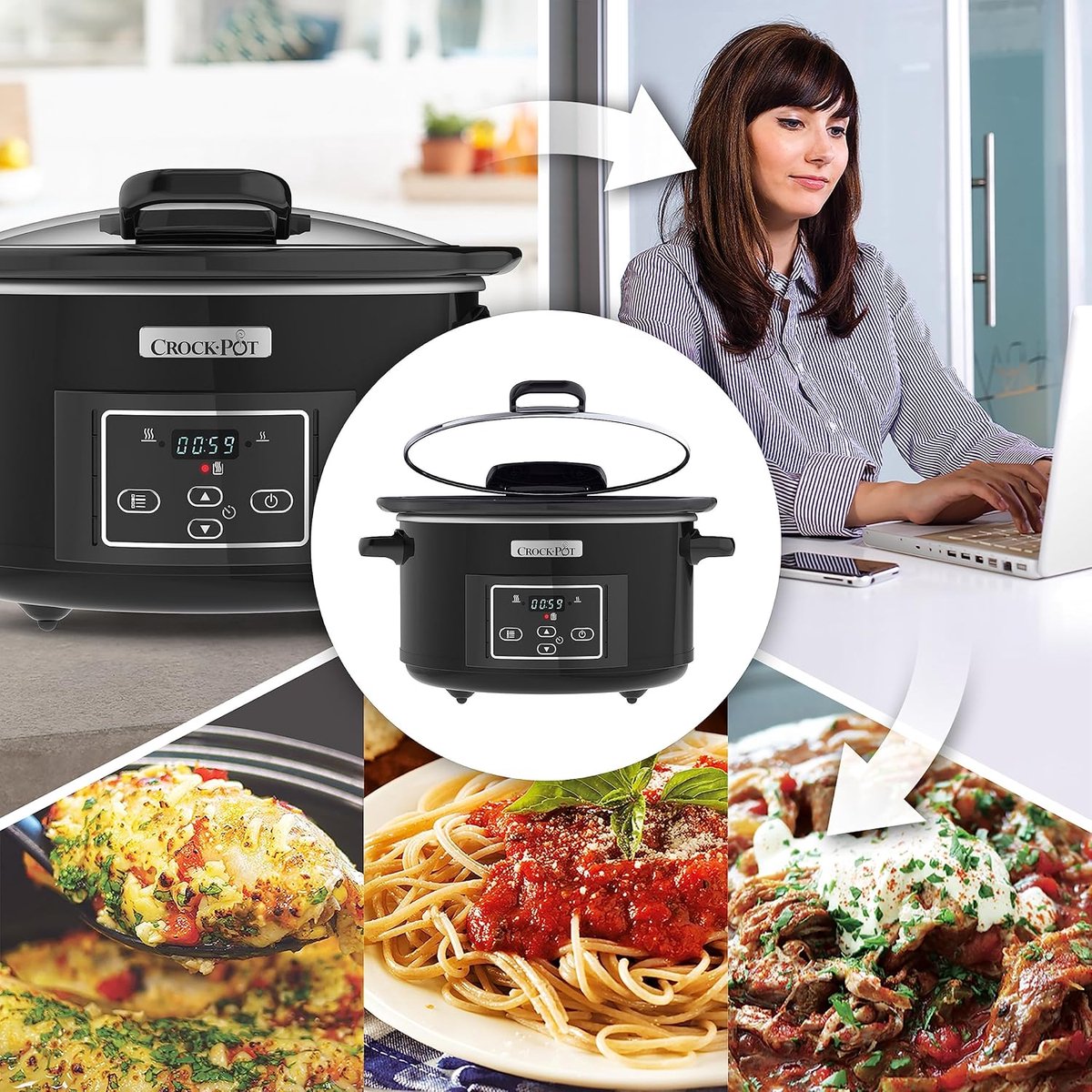 RFWR® Slowcooker 4,7L Digitaal - Zwart - afbeelding 3