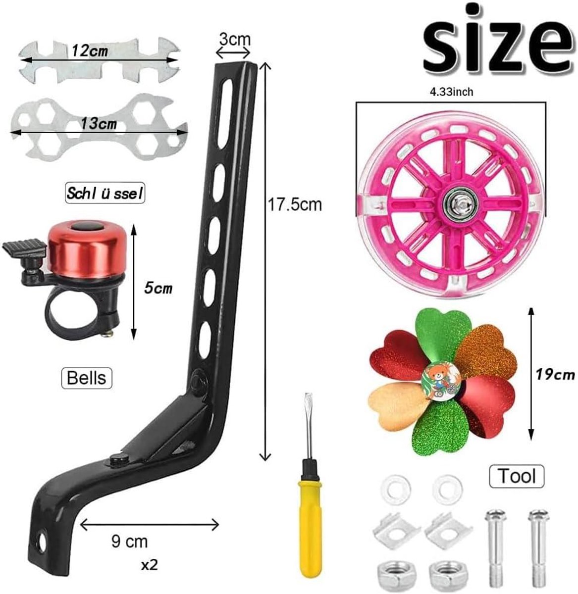 Steunwielen voor kinderfiets - Hulpwielen voor volwassenen - Roze