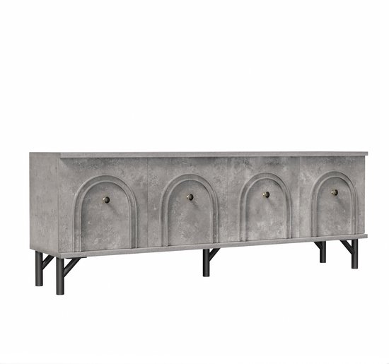 Bijzetkast, industriële commode, kast, smalle kast met open planken