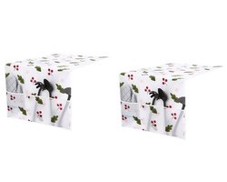 2-stuks Keukenapparatuurhoezen - Stofhoezen voor koelkasten - Hangende opbergzakken - Stofhoezen voor wasmachines - Met tas - Kersen- en bladmotief - Voor koelkast, magnetron, droger, wasmachine - Wit