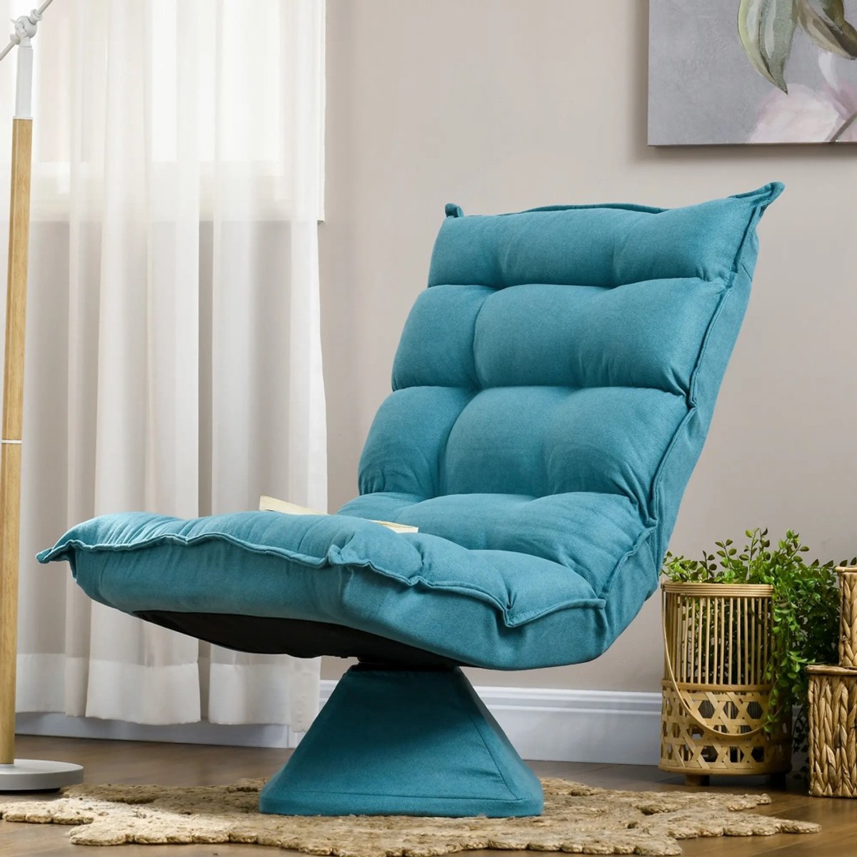 Sweiko Relaxfauteuil - 360° draaibaar - Velvet stof - 62×70×95 cm - Blauw
