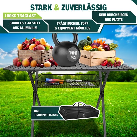 KESSER® Campingtafel inklapbare Tafel - Vouwtafel voor Buiten en Camping 145 x 70 cm Tuintafel Weerbestendig Klaptafel van KESSER — afbeelding 3