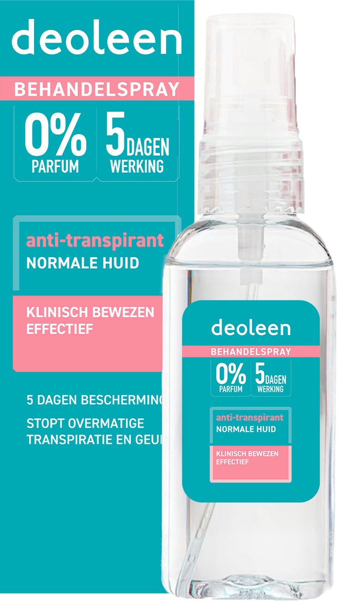 Deoleen Behandelspray - Stopt overmatige transpiratie en geur - 5 dagen bescherming - 0% parfum - Anti-transpirant - 25 ml