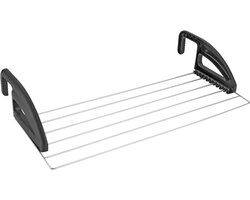 Tomado - Droogrek Click - 3 meter drooglengte - Ophangen aan radiator, deur, douchewand of balkon - Breedte en lengte aan te passen - Zwart & zilvergrijs