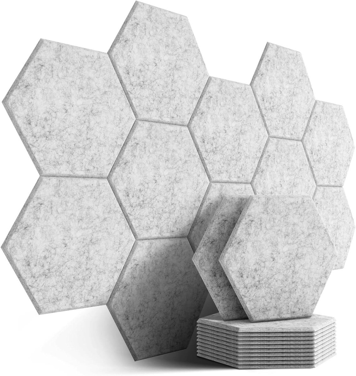 JGS Premium - Zeshoekige akoestische platen voor geluidsisolatie - 12 stuks - Hoge dichtheid - Plafond/deur/wanddecoratie - Akoestische behandeling - 30 x 26 x 9 cm