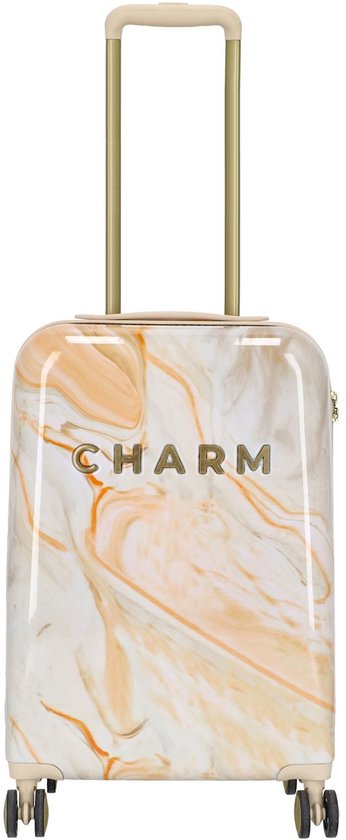 Charm London Marble Travel Handbagage Koffer - 54 cm - 32 liter - TSA slot - Crème