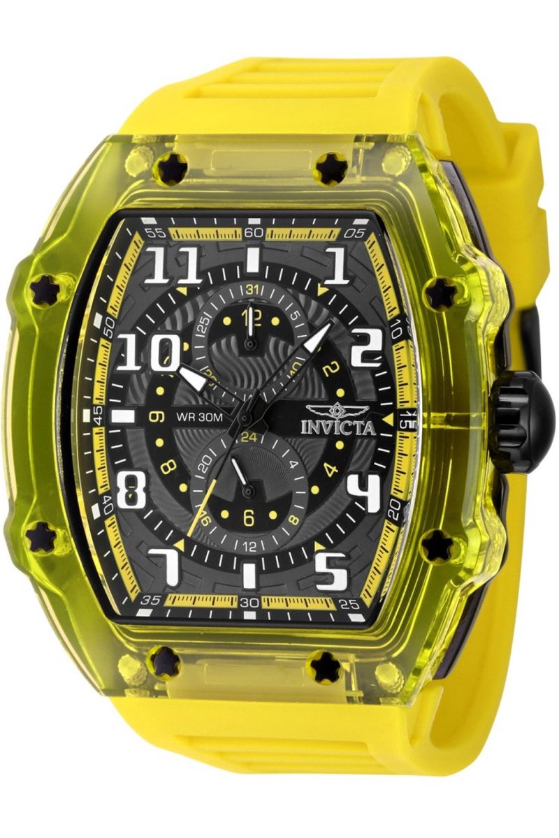 Invicta Racing 48721 Heren Horloge - Waterdicht - Analoog - Quartz Uurwerk - Plastic met zwarte Wijzerplaat - 48mm