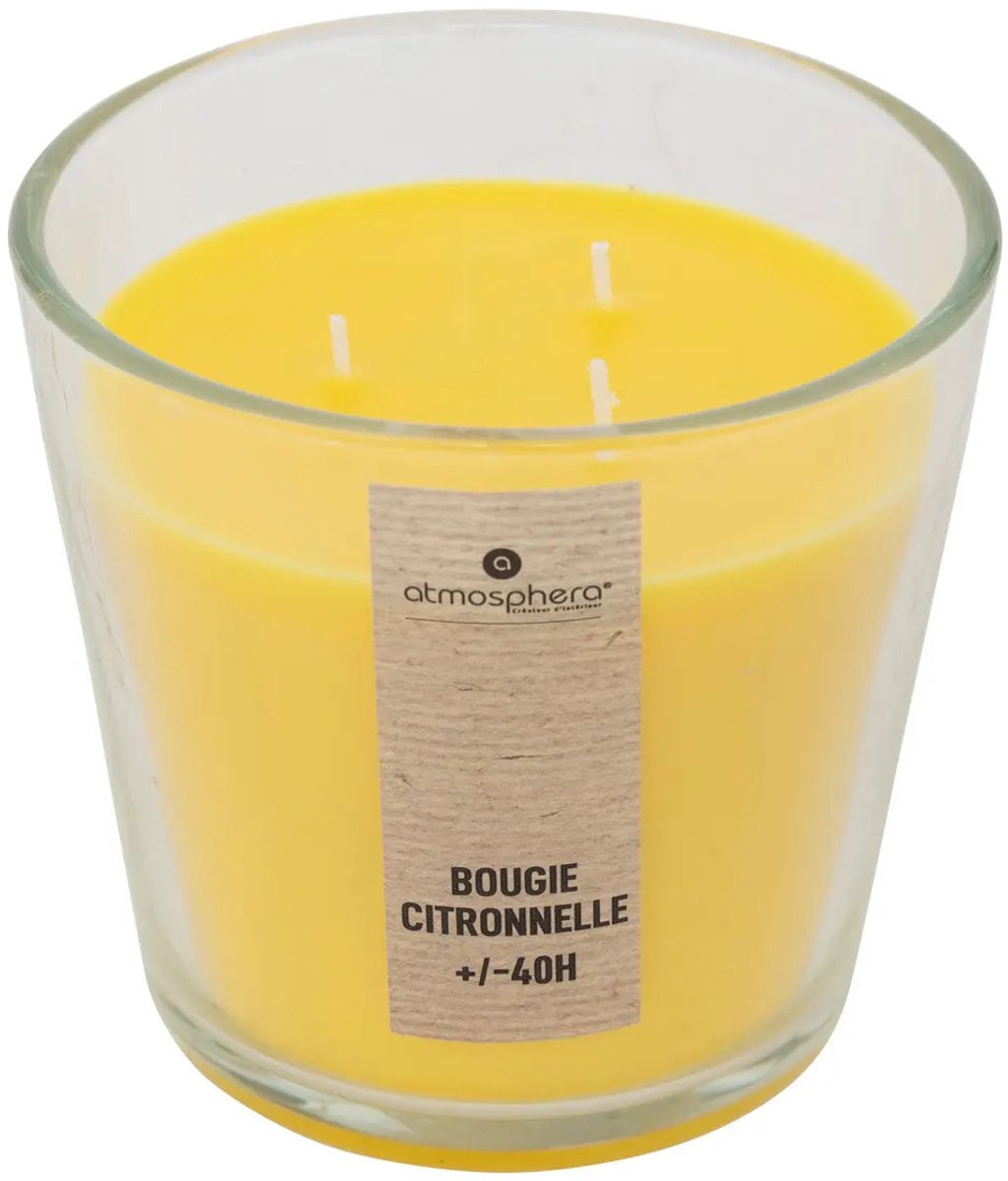 Atmosphera geurkaars - citrus geur - 40 branduren - geel - in glas - aroma/geurkaars Lichtgeel