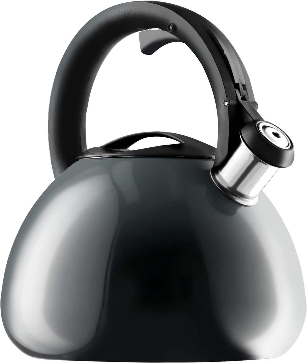 KADAX Theeketel, roestvrijstalen fluitketel, 3 liter waterkoker, retroketel in 3 verschillende kleuren, waterketel met ombre-effect, fluitketel (grijs)